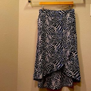 H&M LOGG High-Low Leaf Print Midi Skirt